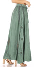Sakkas Zarah Women's Boho Embroidery Gypsy Skirt with Lace Elastic Waist Pockets