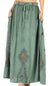 Sakkas Zarah Women's Boho Embroidery Gypsy Skirt with Lace Elastic Waist Pockets
