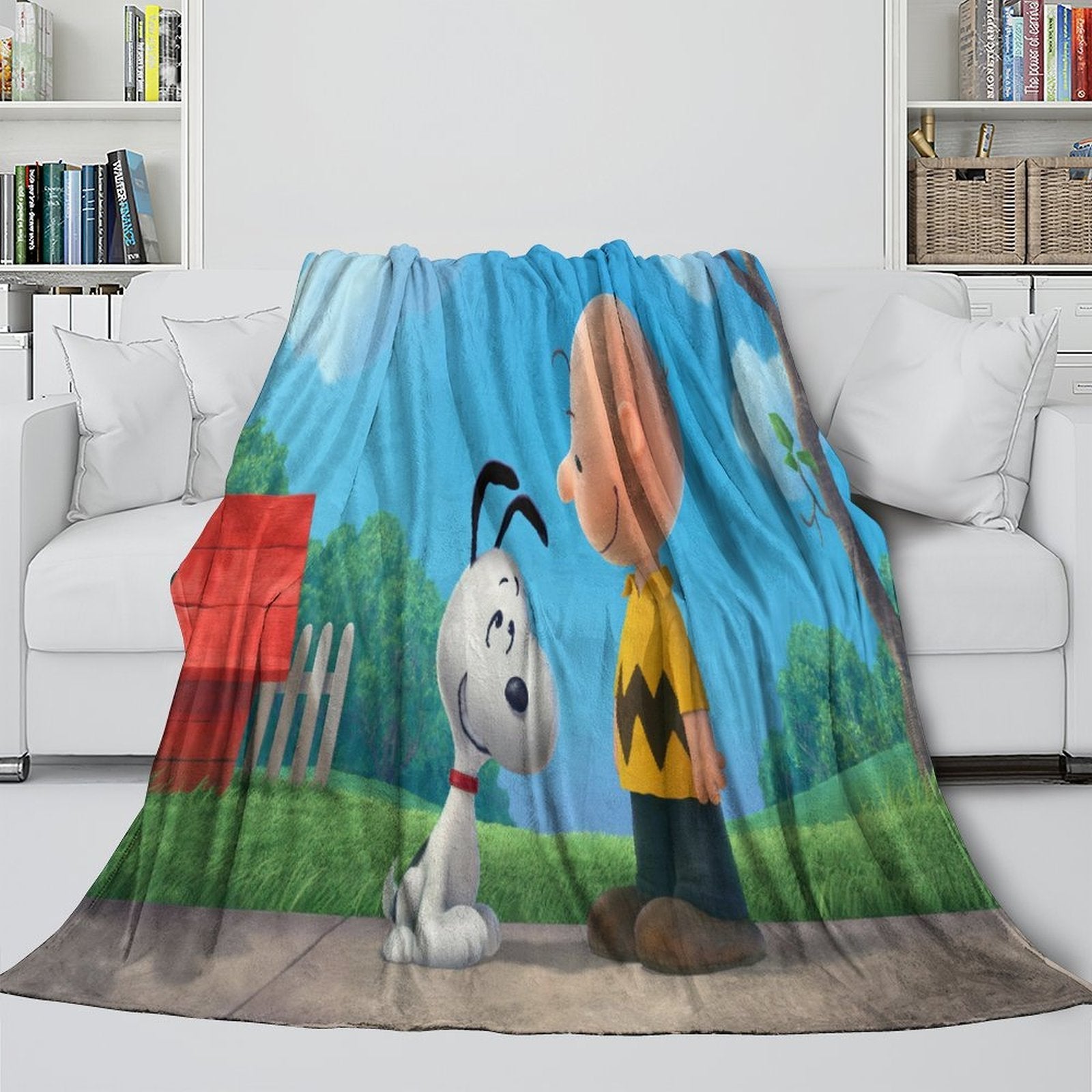 Snoopy Blanket Pattern Flannel Throw Kids Room Decoration
