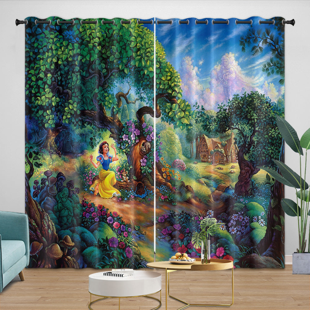 Snow White Curtains Blackout Window Drapes Room Decoration