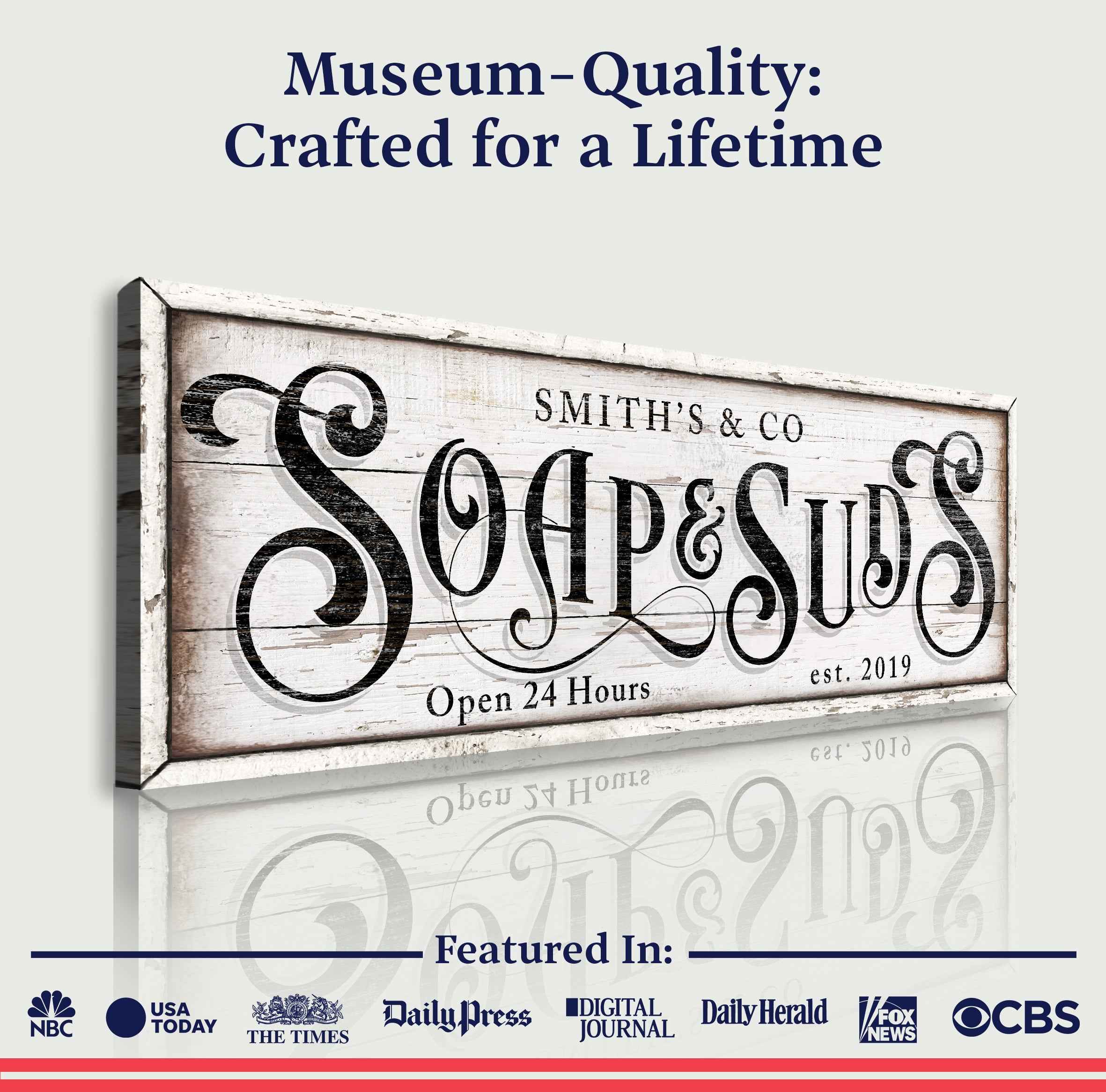 Personalized Soap And Suds Laundry Sign