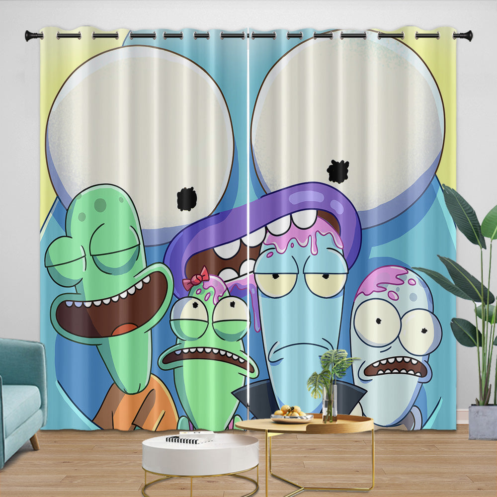 Solar Opposites Curtains Pattern Blackout Window Drapes Room Decoration