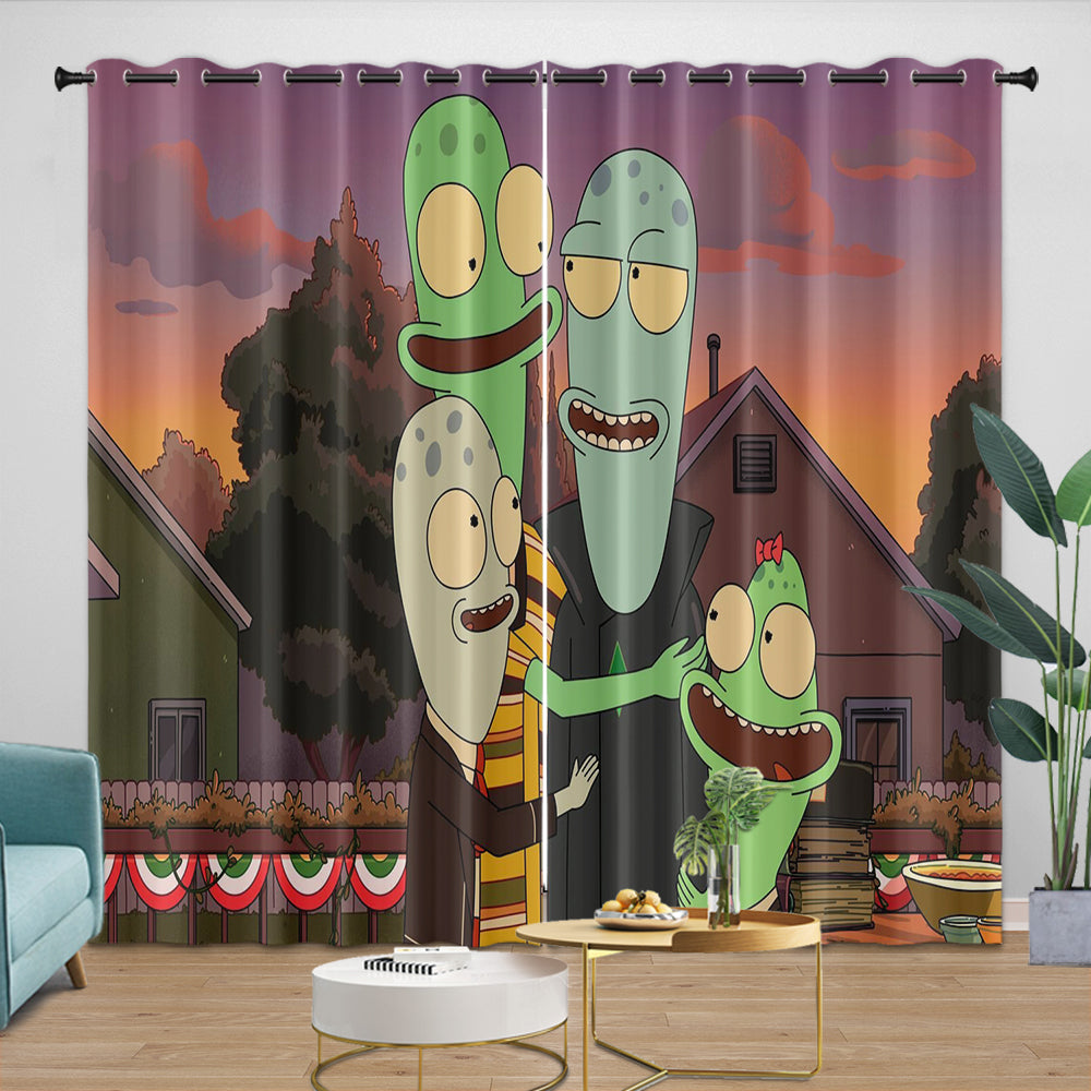 Solar Opposites Curtains Pattern Blackout Window Drapes Room Decoration