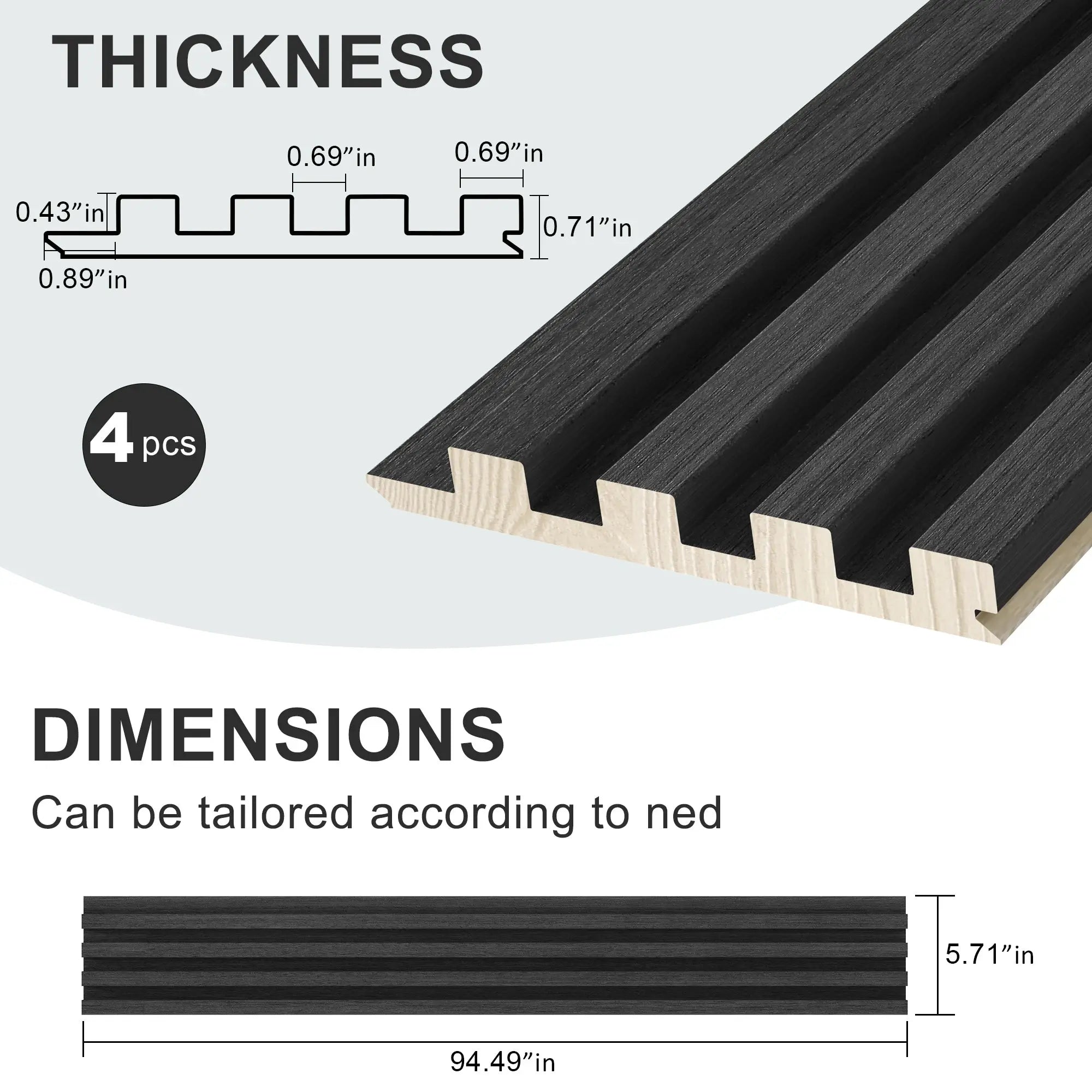 94.5" x 5.5" Solid Pine Wall Panels (4 Panels Per Box)