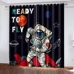 Space Astronaut Alien Curtains Blackout Cosplay Window Treatments Drapes