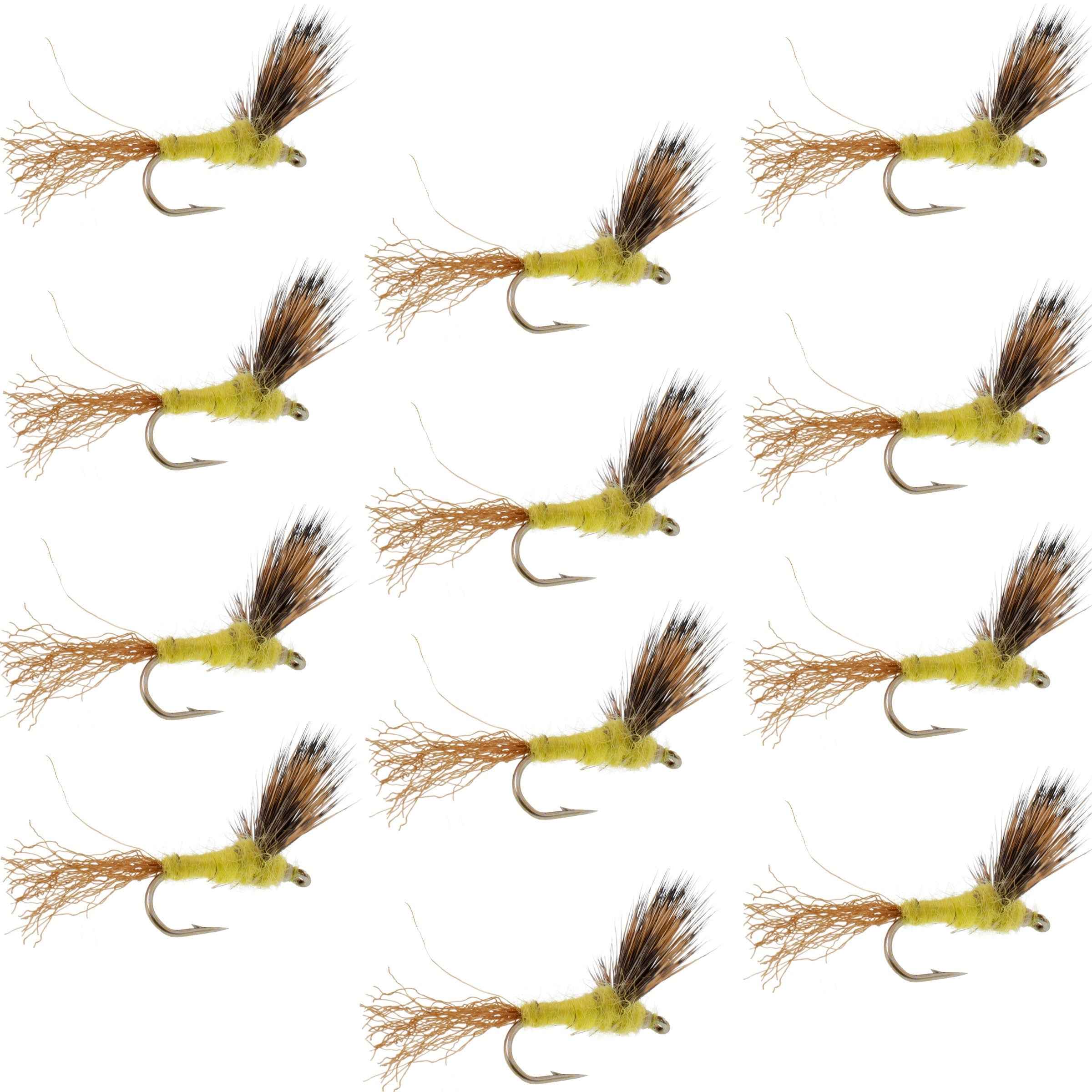 Sparkle Dun Pale Morning Dun PMD Yellow Body Mayfly 12 Flies Hook size 14