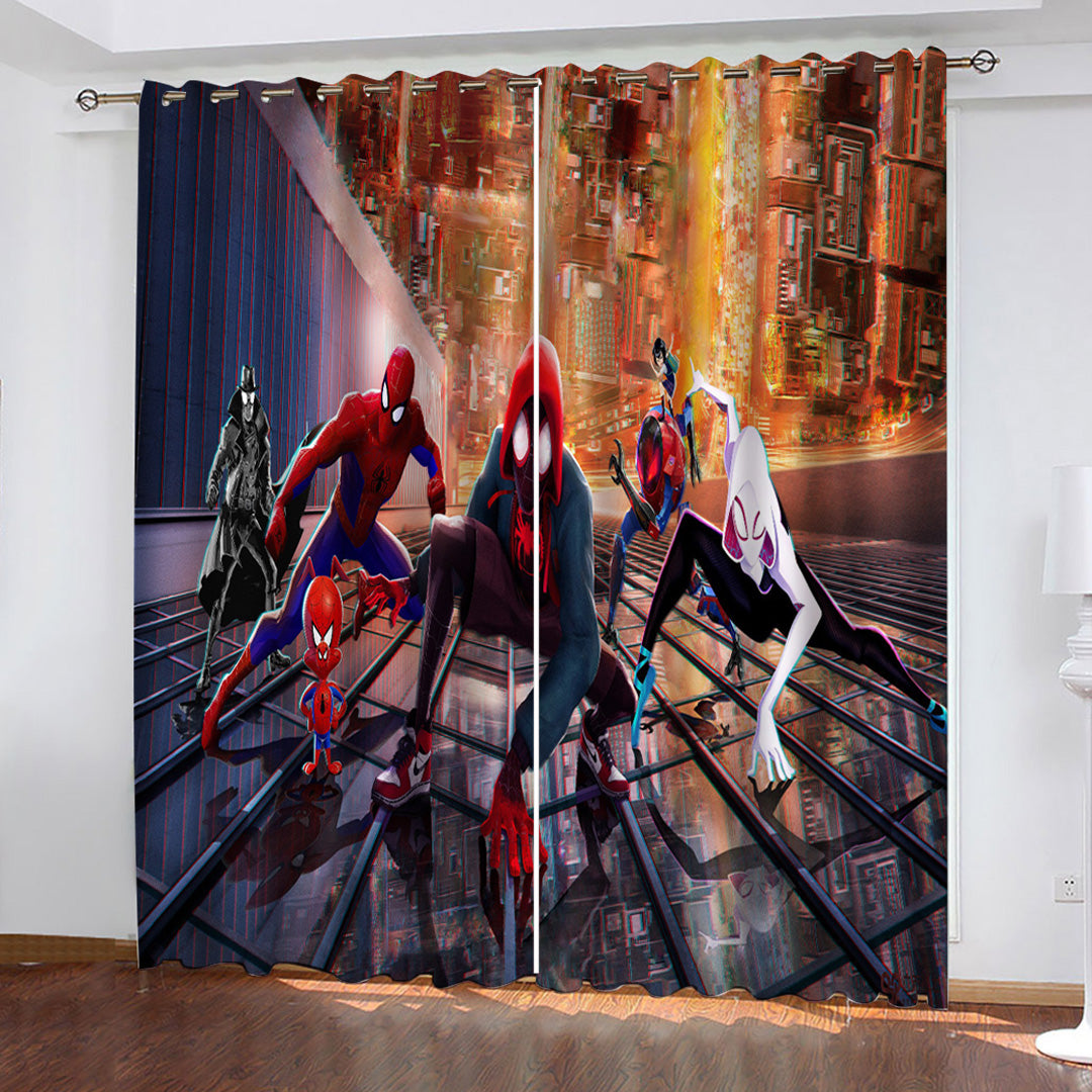 Spider-Man Into the Spider-Verse Curtains Pattern Blackout Window Drapes
