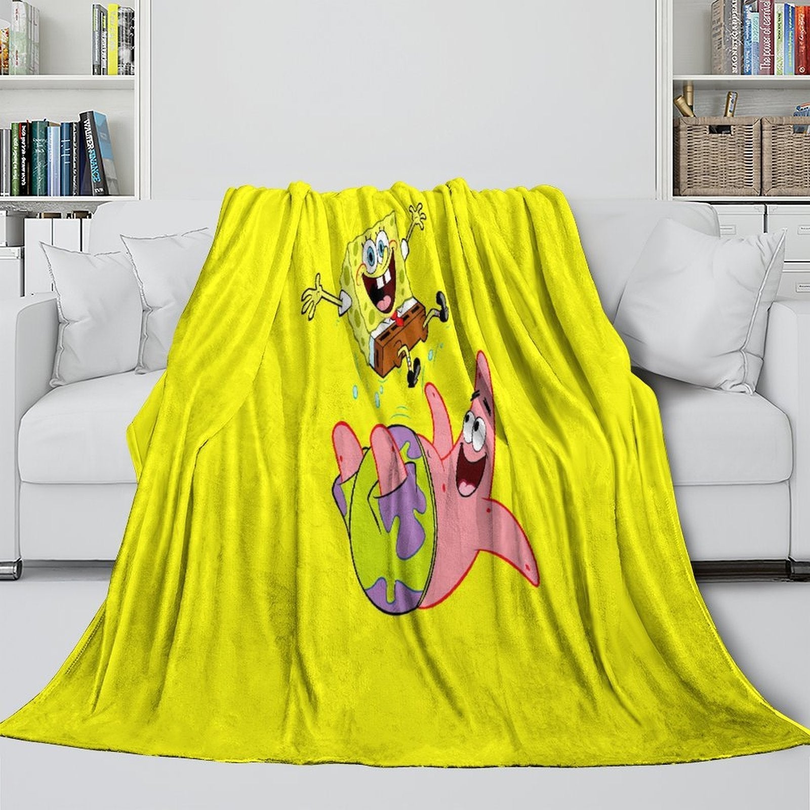 SpongeBob SquarePants Blanket Pattern Flannel Throw Room Decoration