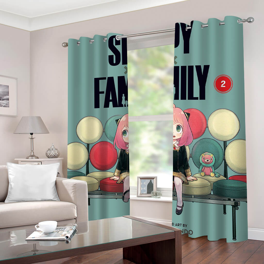 Spy x Family Curtains 2 Panels Blackout Window Drapes for Room Decoration