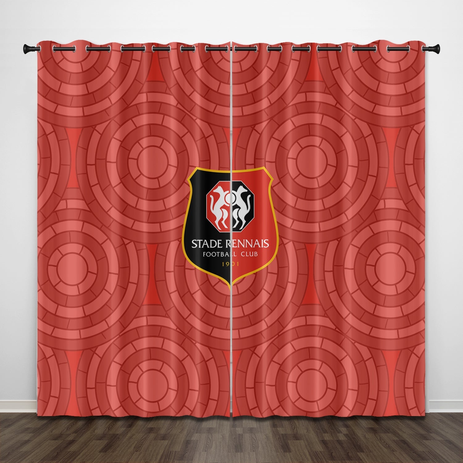 Stade Rennais Football Club Curtains Pattern Blackout Window Drapes