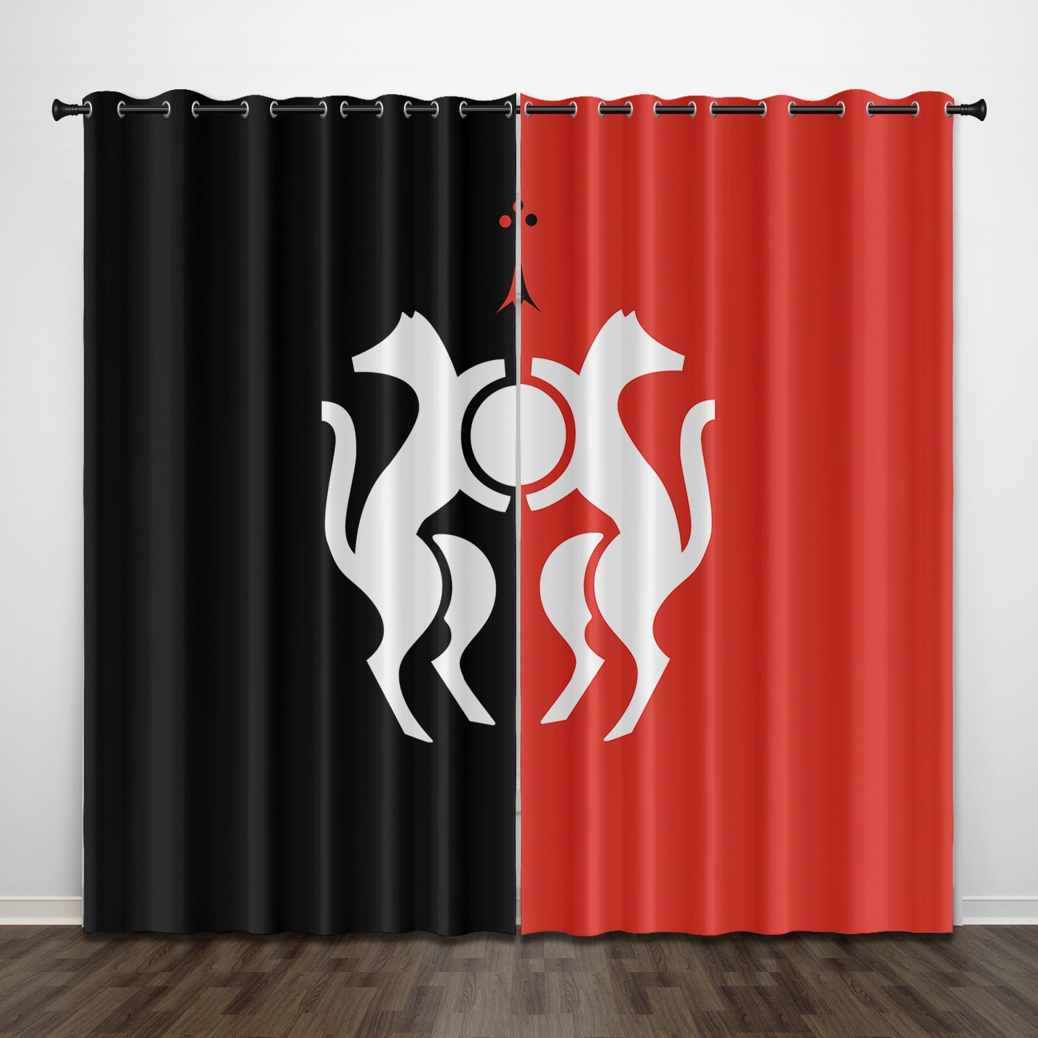 Stade Rennais Football Club Curtains Pattern Blackout Window Drapes
