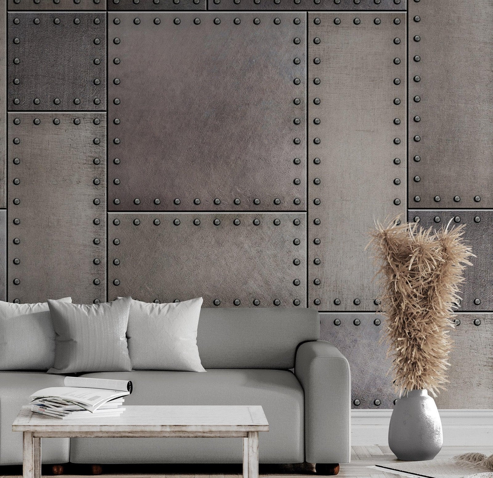 Rustic Metal Steel 3D Wallpaper Mural. #6752