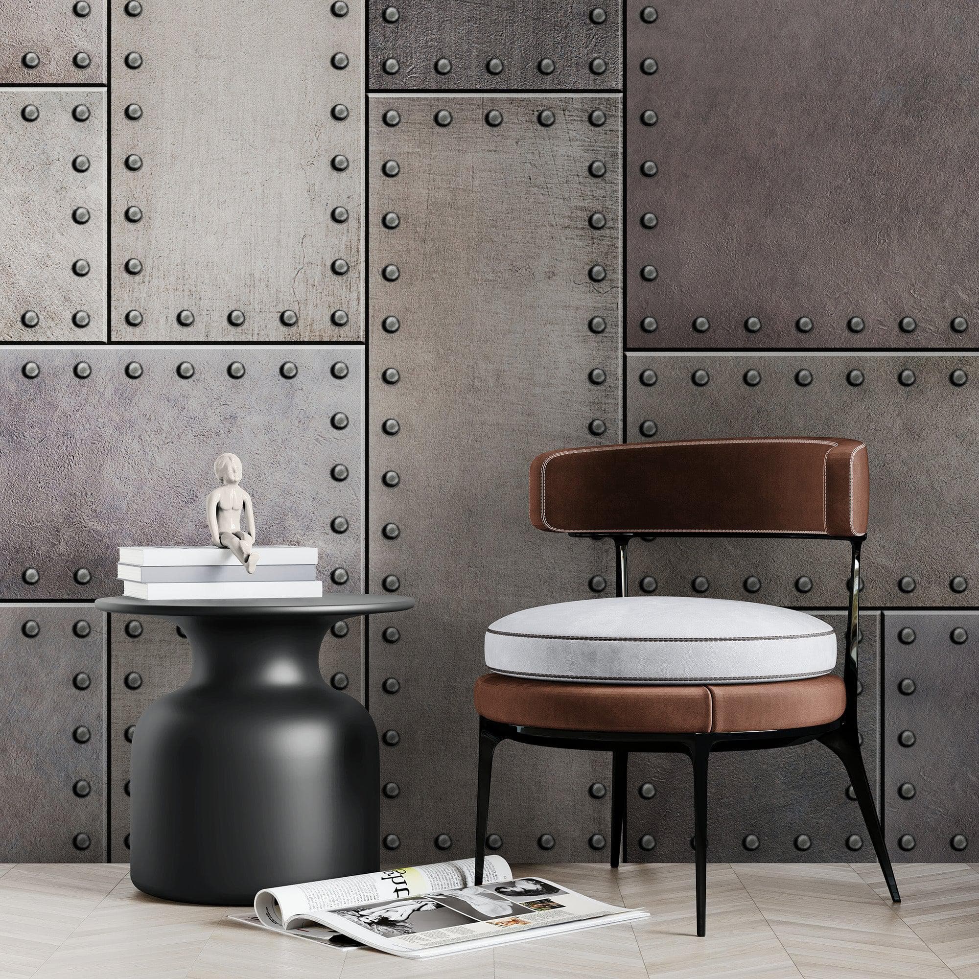 Rustic Metal Steel 3D Wallpaper Mural. #6752