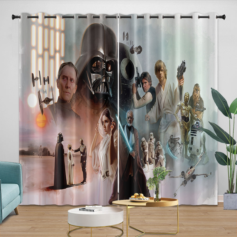 Star Wars Pattern Curtains Movie Blackout Window Drapes