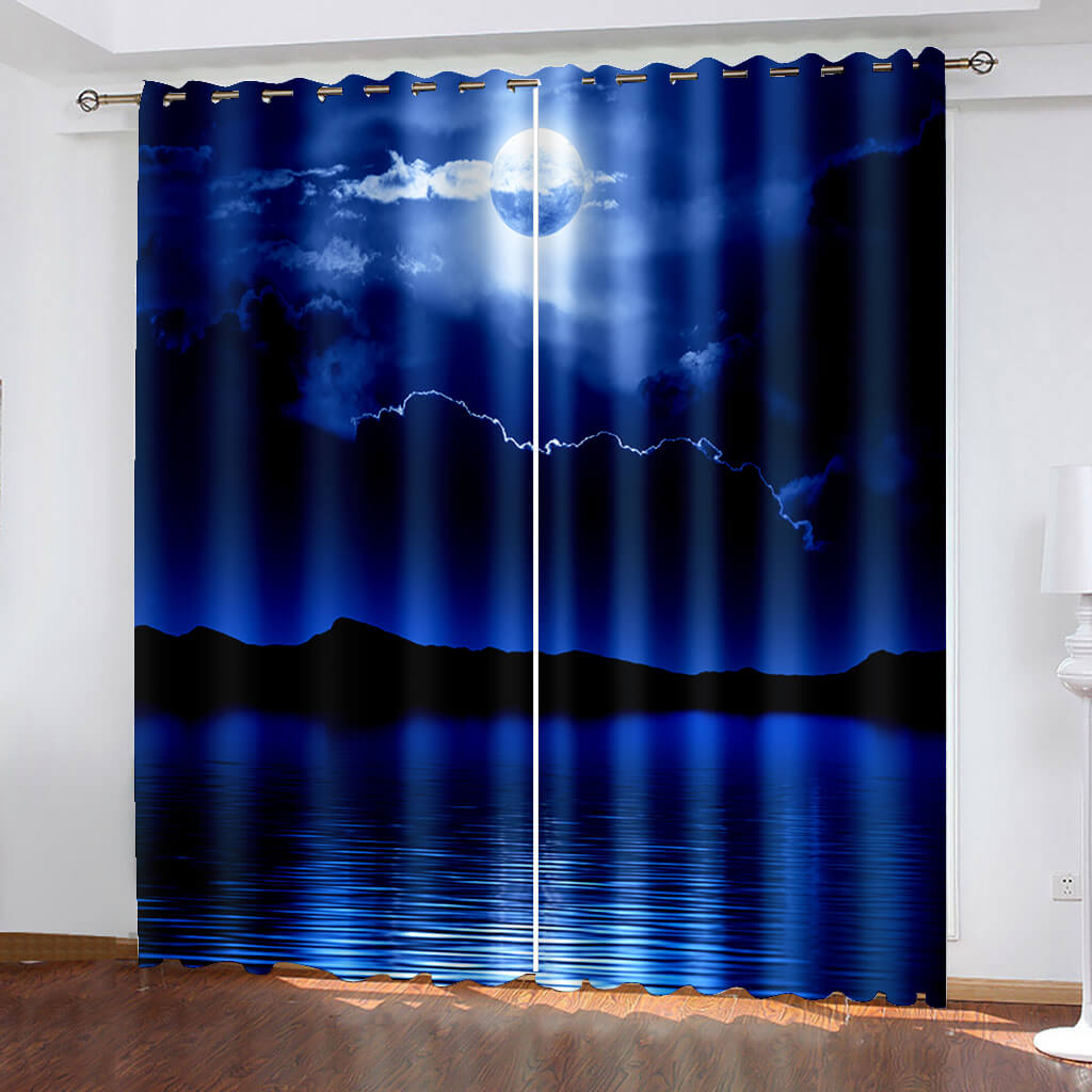 Starry Sky Space Night Scene Curtains Blackout Window Treatments Drapes