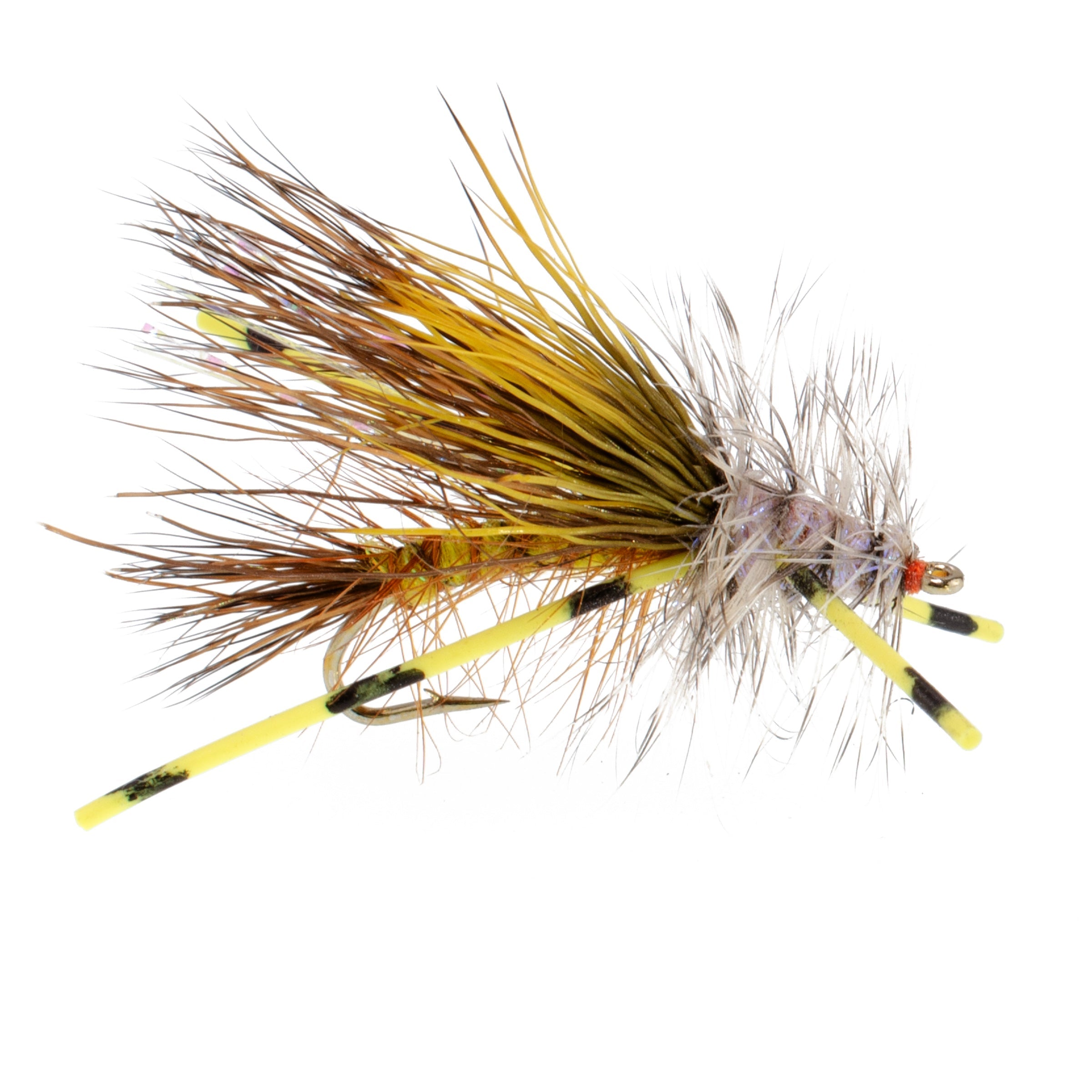 3 Pack Kaufmann's Yellow Crystal Stimulator Rubber Legs Dry Fly - Hook Size 10