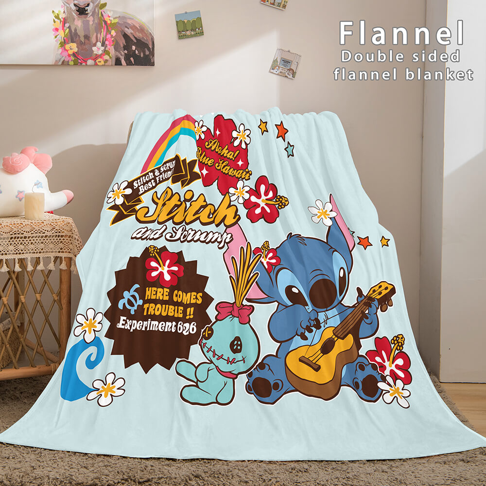 Stitch Cosplay Flannel Throw Blanket Micro Fleece Plush Blanket