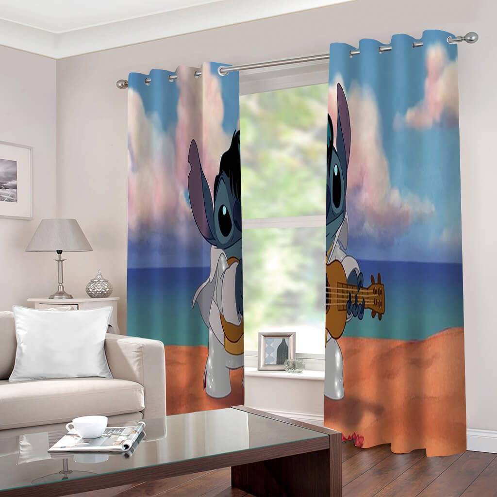 Stitch Curtains Cosplay Blackout Window Drapes for Room Decoration