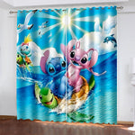 Stitch Curtains Cosplay Blackout Window Treatments Drapes for Room Decor