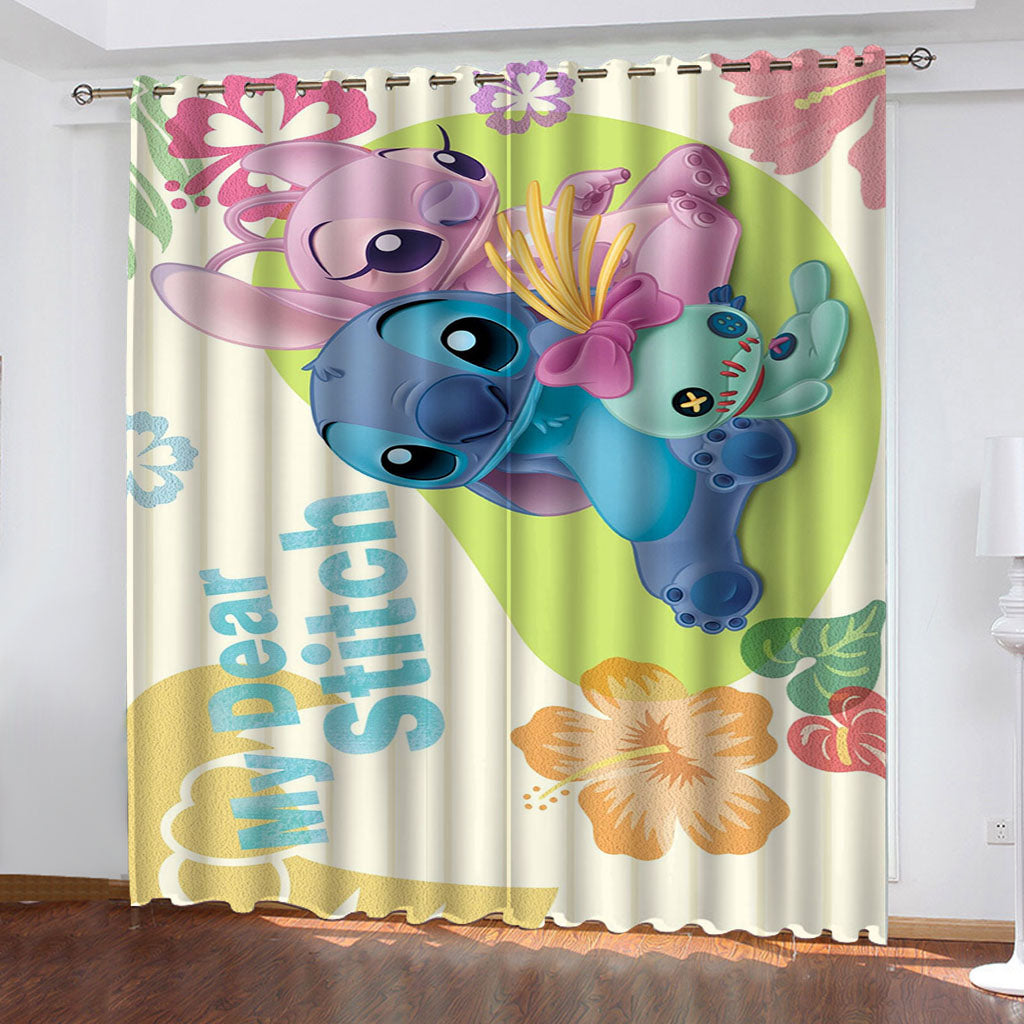 Stitch Pattern Curtains Blackout Window Drapes Decoration