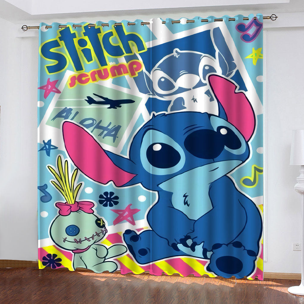 Stitch Pattern Curtains Blackout Window Drapes Decoration