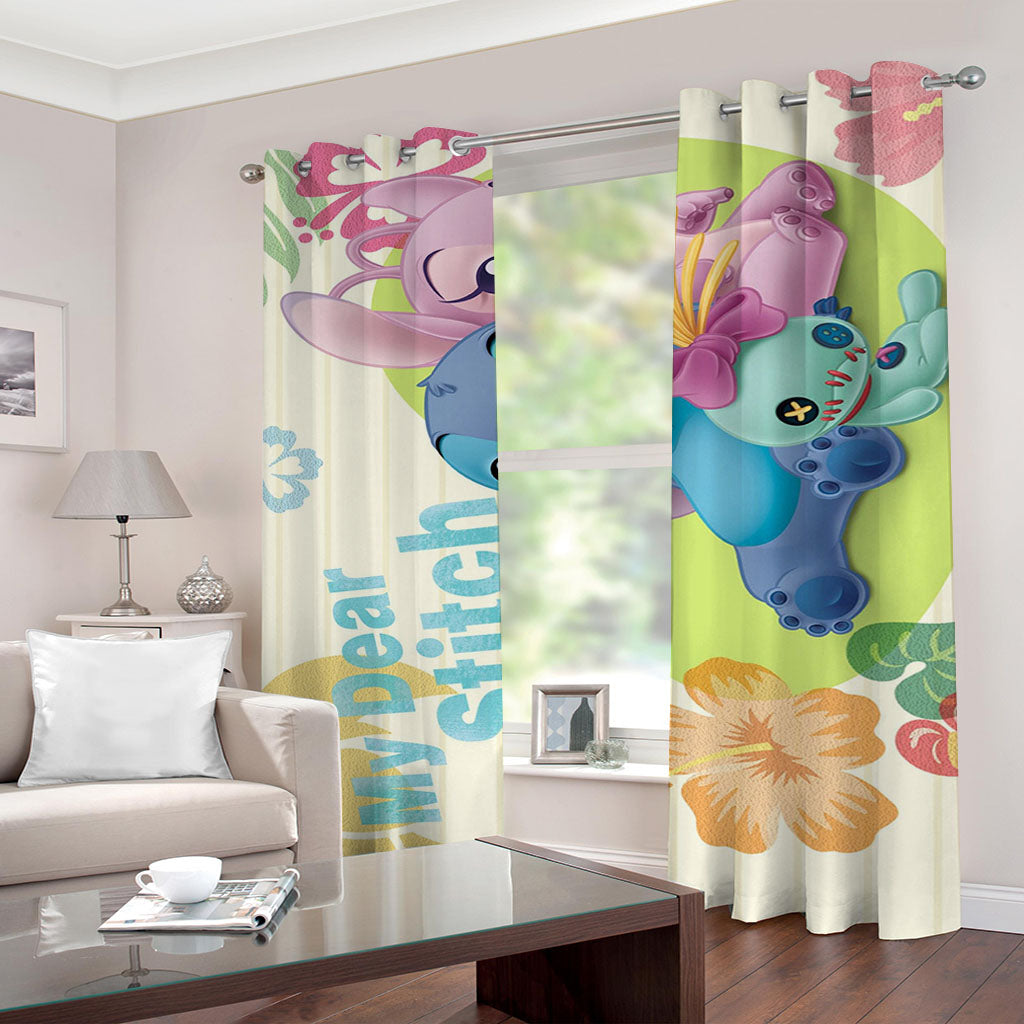 Stitch Pattern Curtains Blackout Window Drapes Decoration