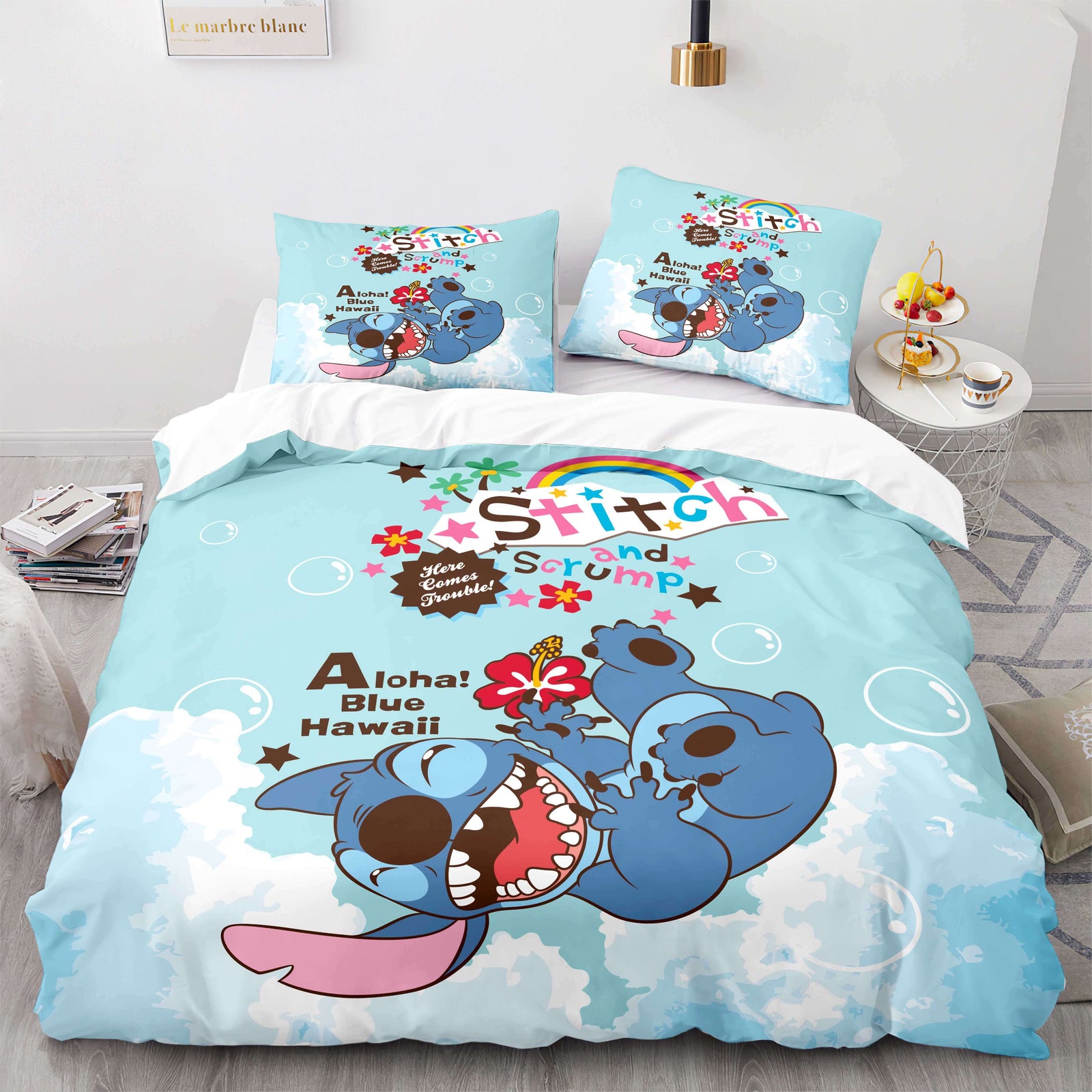 Stitch and Scrump Bedding Set Cosplay Quilt Duvet Cover Bed Sets