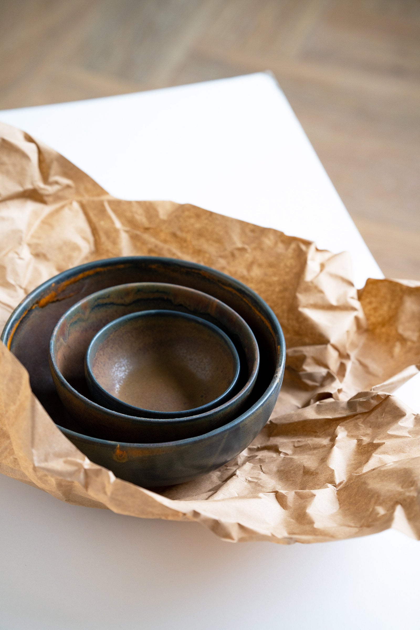 Rust Stoneware Salad Serving Bowl