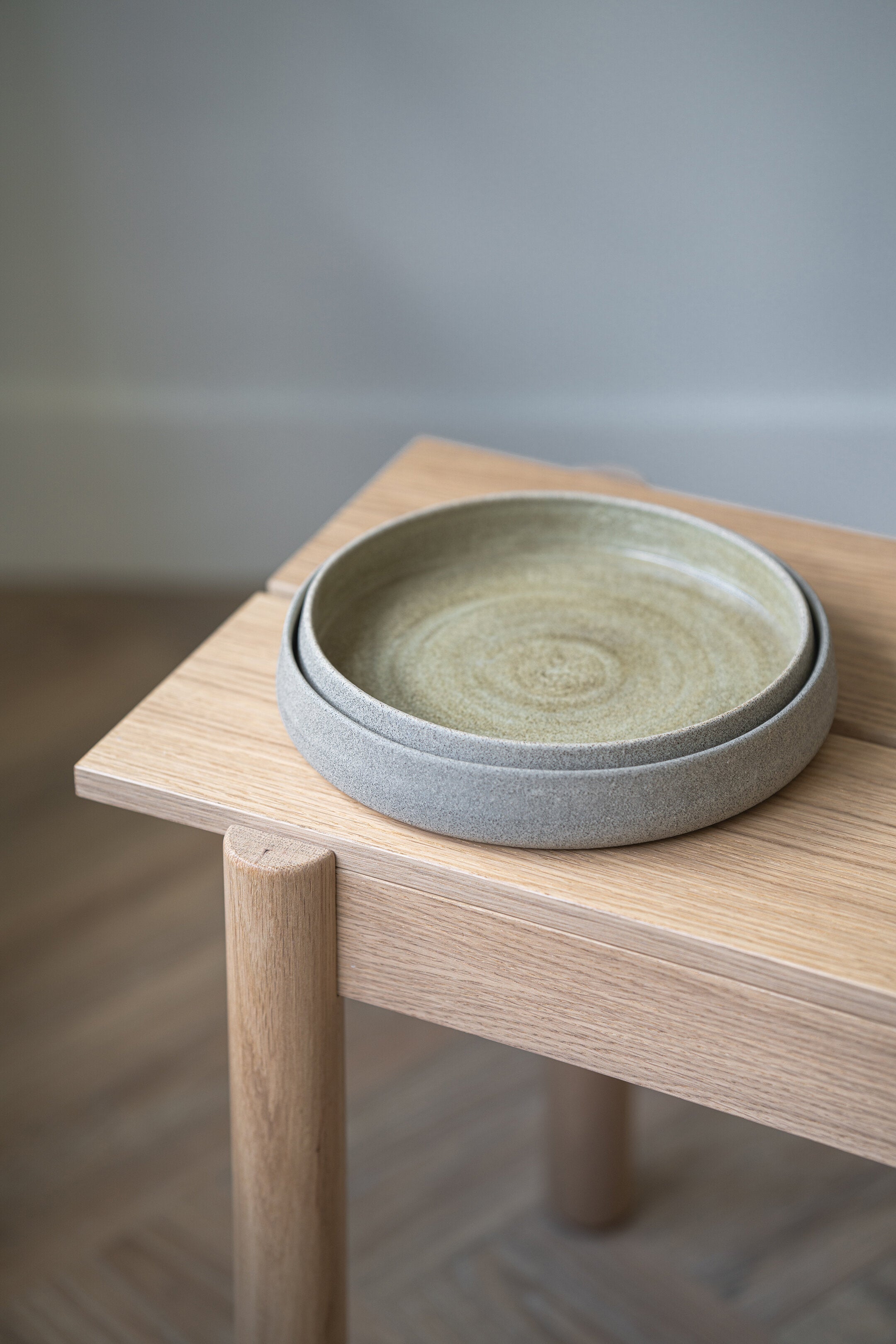 Handmade Stoneware Salad Plates with High Sides "Concrete"
