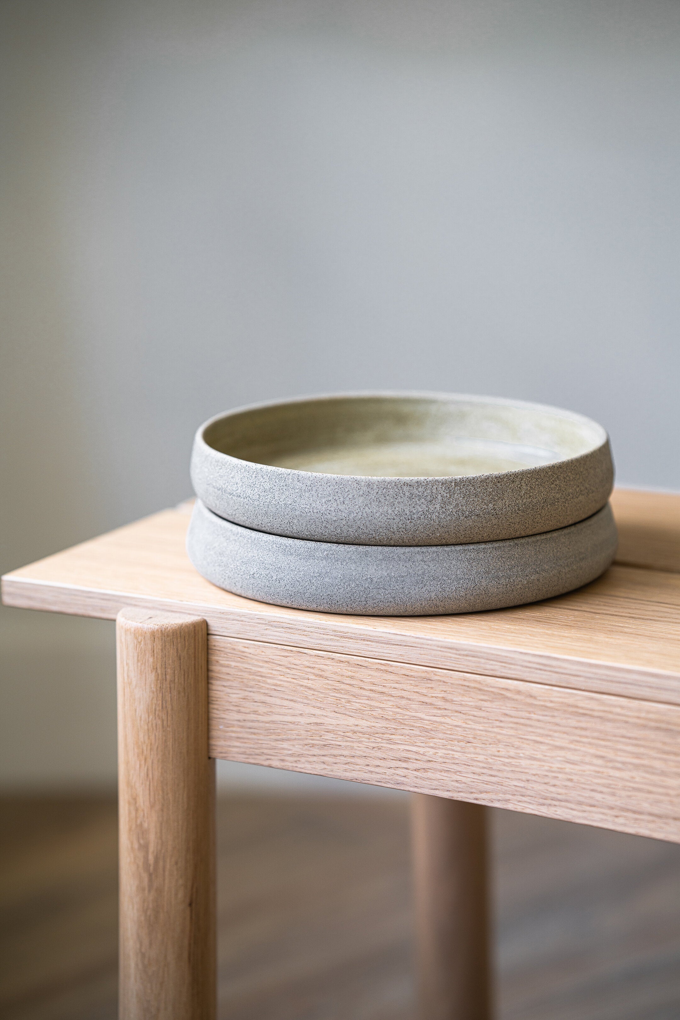 Handmade Stoneware Salad Plates with High Sides "Concrete"