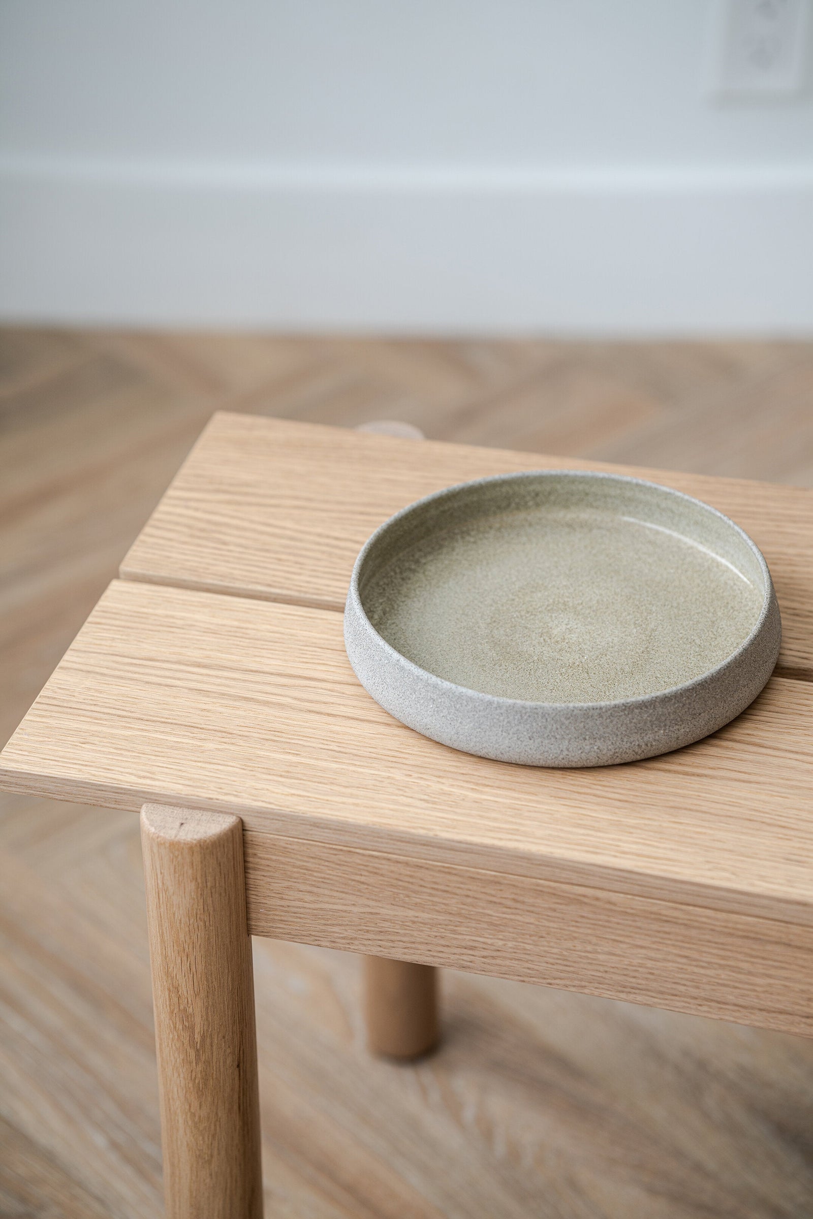 Handmade Stoneware Salad Plates with High Sides 