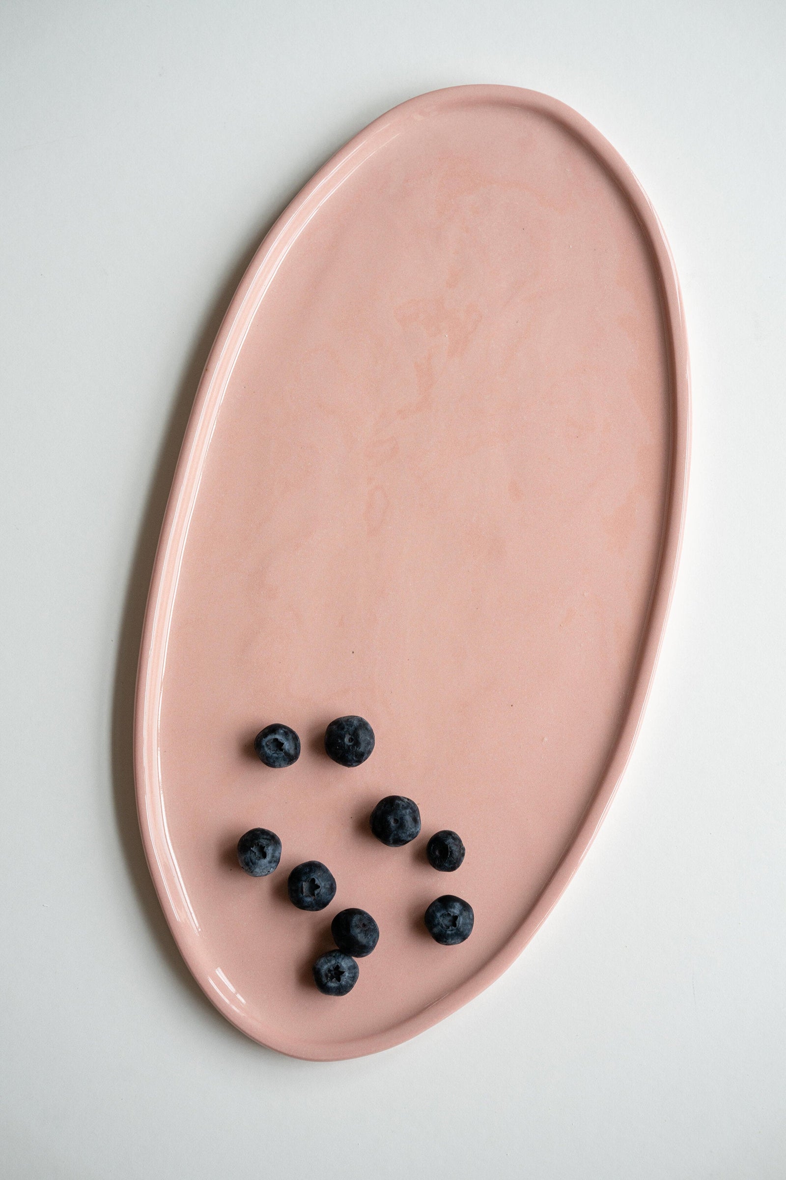Handmade Oval Porcelain Serving Platter. Powder Pink