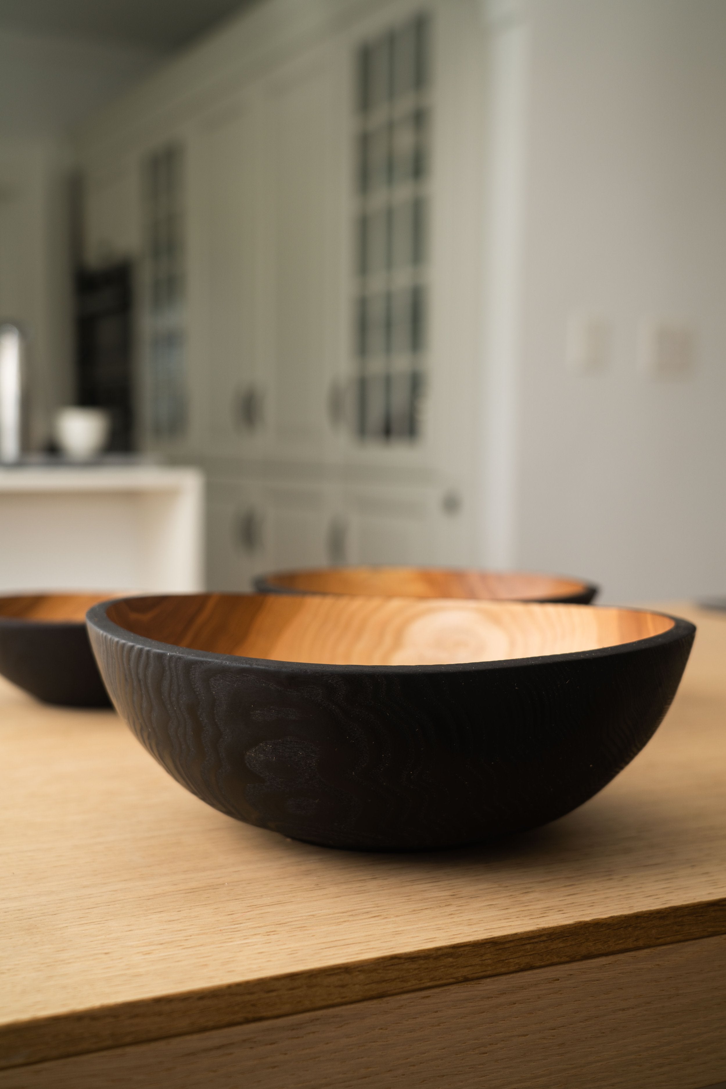 Half Charred Ashwood Nesting Bowl Set