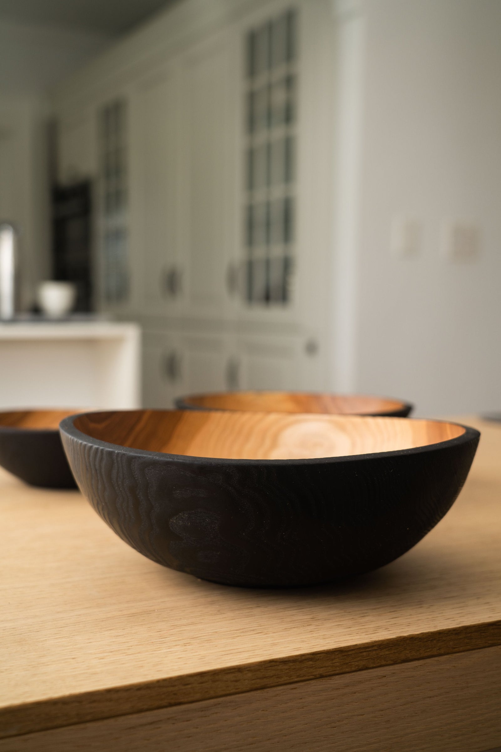 Half Charred Ashwood Nesting Bowl Set