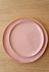 Handmade Porcelain Dinner Plates with Gold Rim. Powder Pink