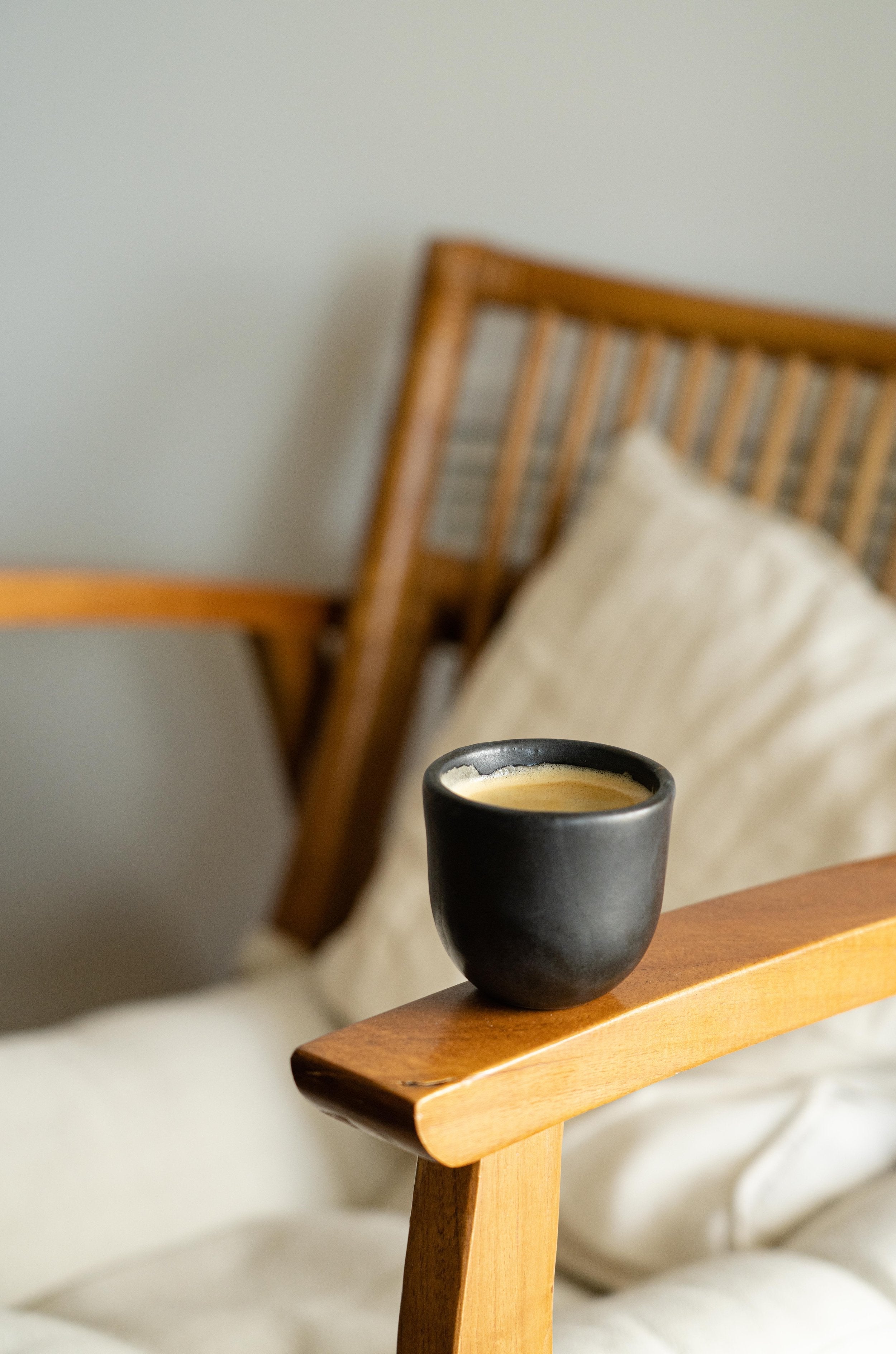 Black Stoneware Espresso Coffee Cup