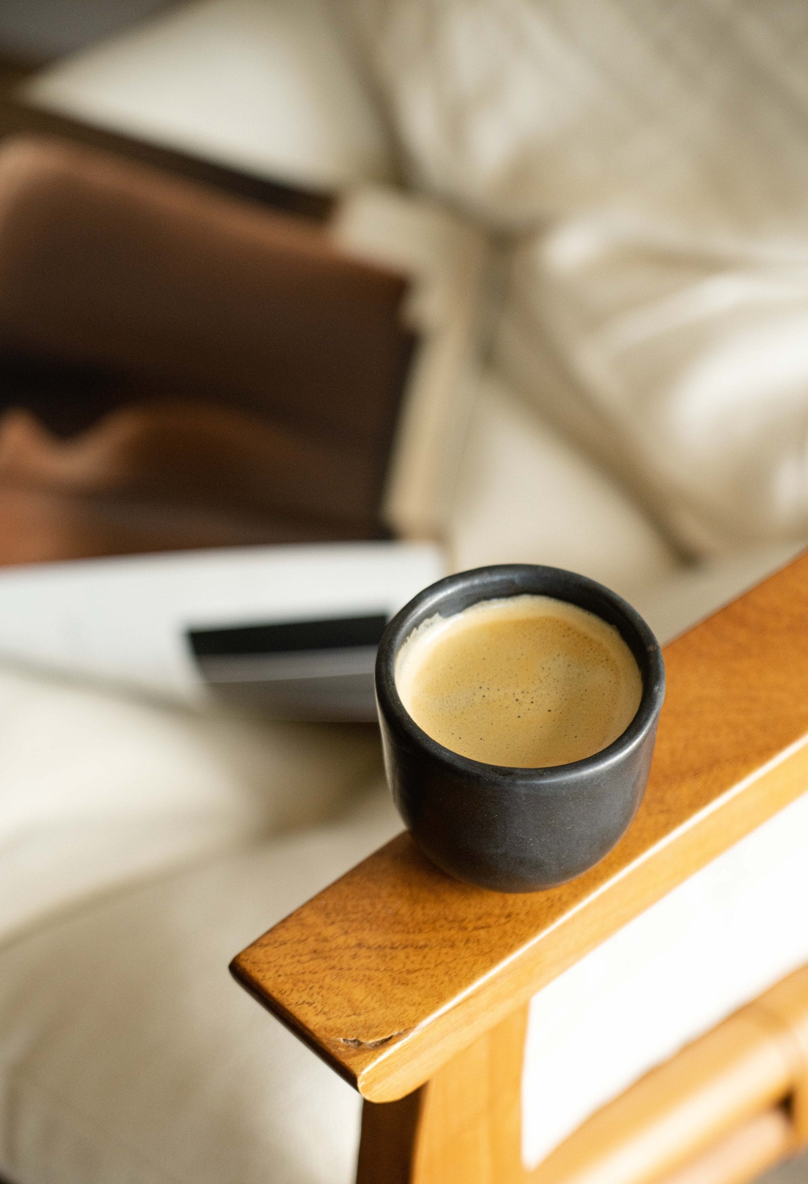 Black Stoneware Espresso Coffee Cup