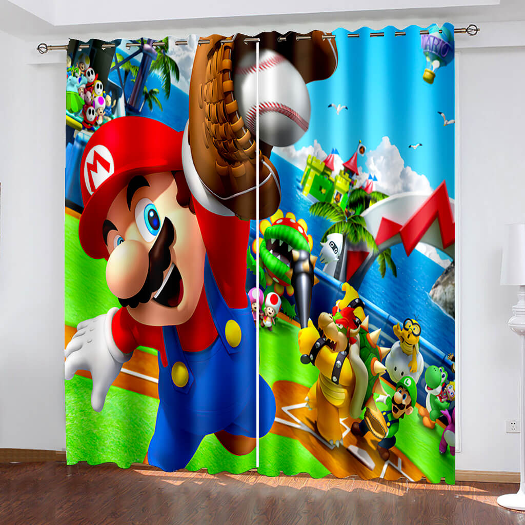 Super Mario Curtains Pattern Blackout Window Drapes