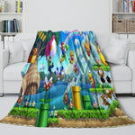 Super Mario Pattern Blanket Flannel Throw Kids Room Decoration