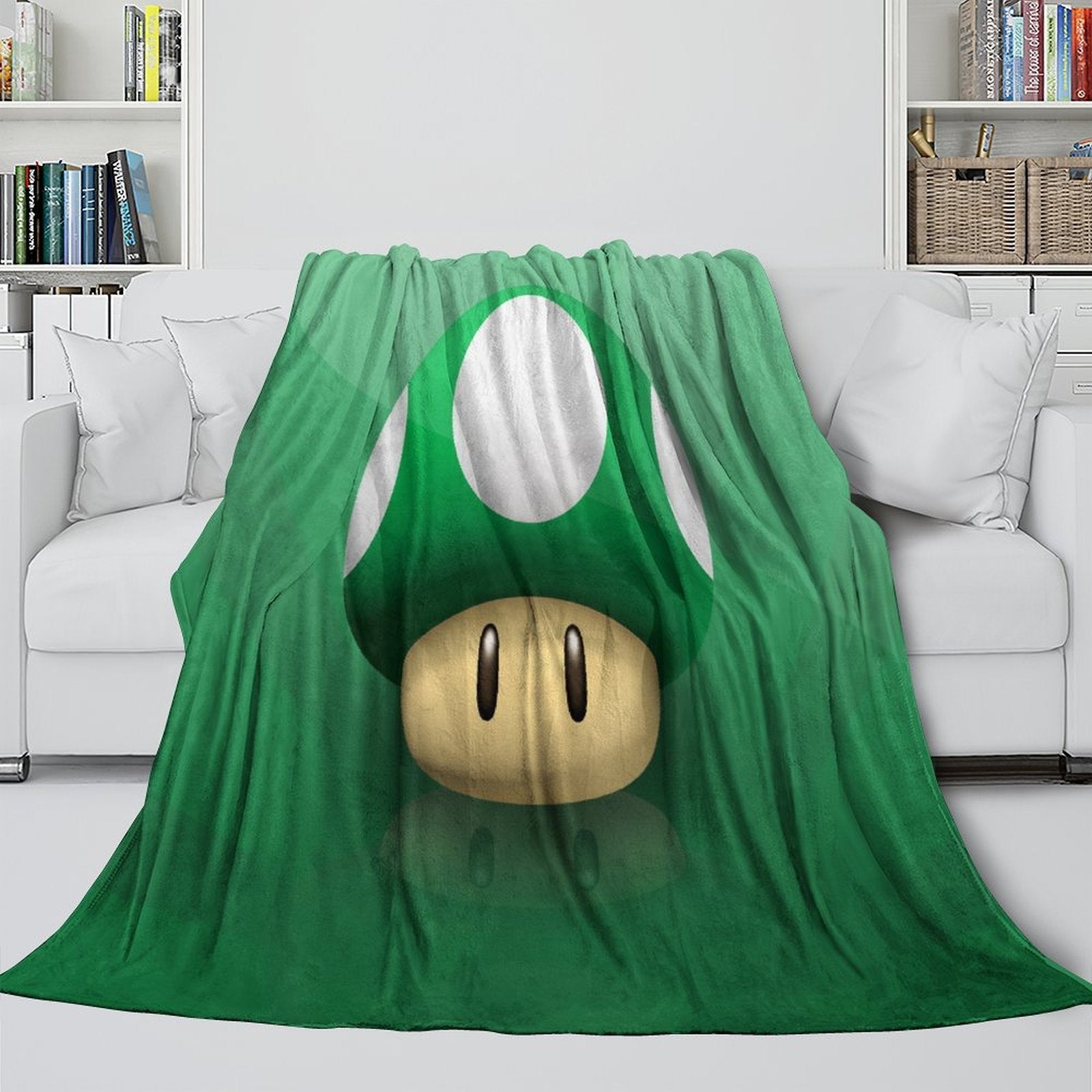 Super Mario Pattern Blanket Flannel Throw Kids Room Decoration