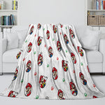 Super Mario Pattern Blanket Flannel Throw Kids Room Decoration