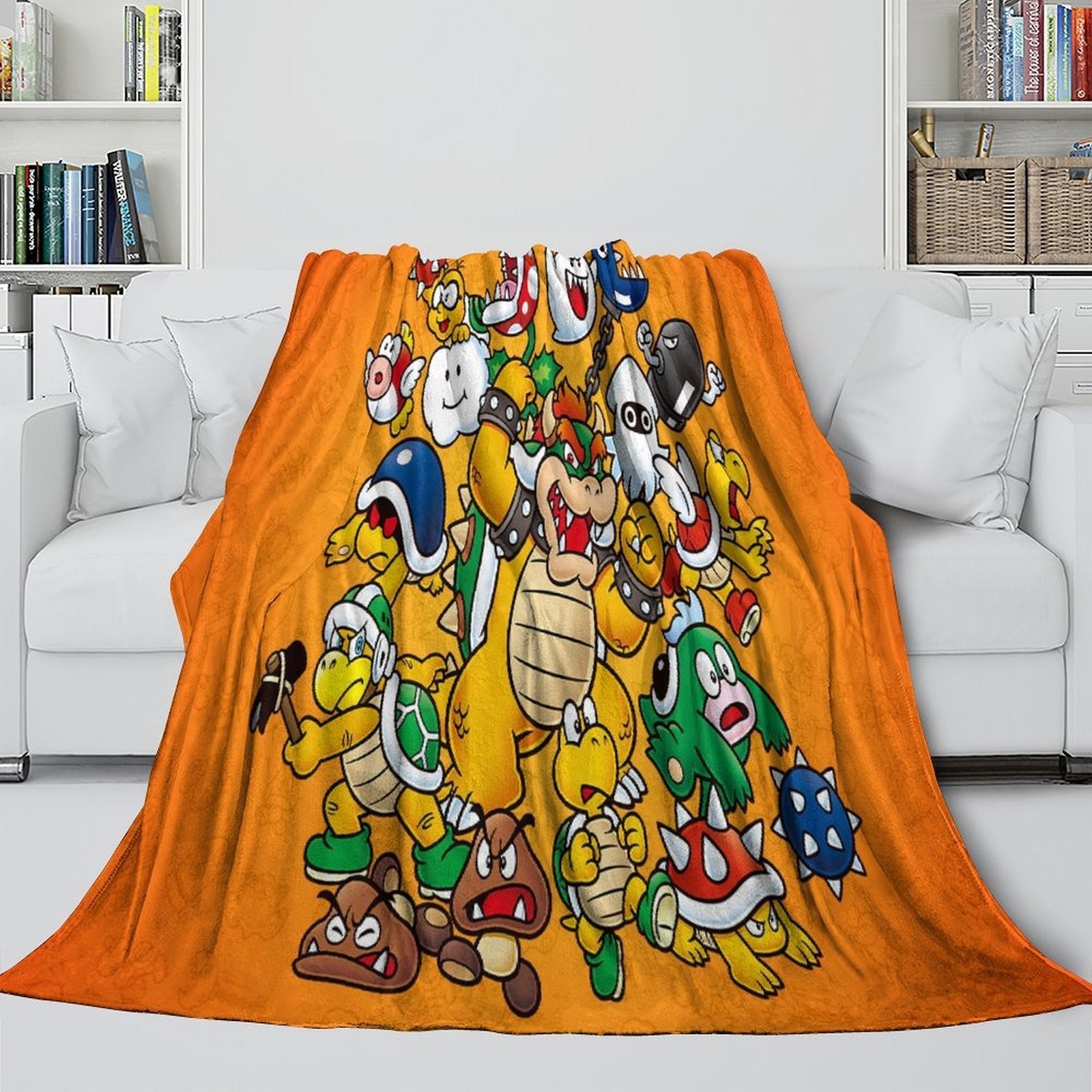 Super Mario Pattern Blanket Flannel Throw Kids Room Decoration