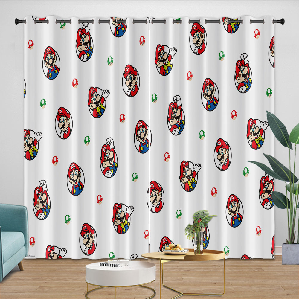 Super Mario Pattern Curtains Blackout Kids Room Window Drapes