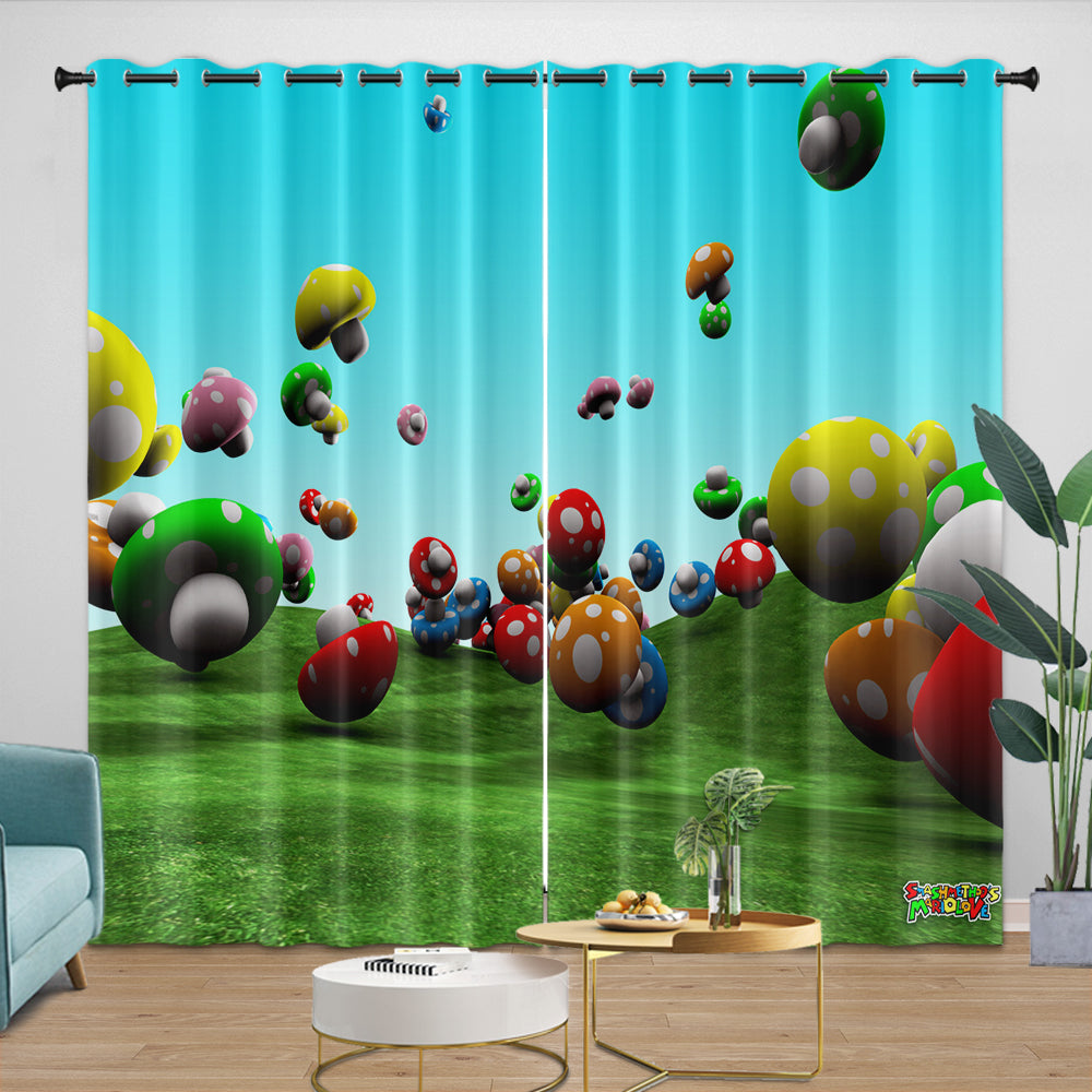 Super Mario Pattern Curtains Blackout Kids Room Window Drapes