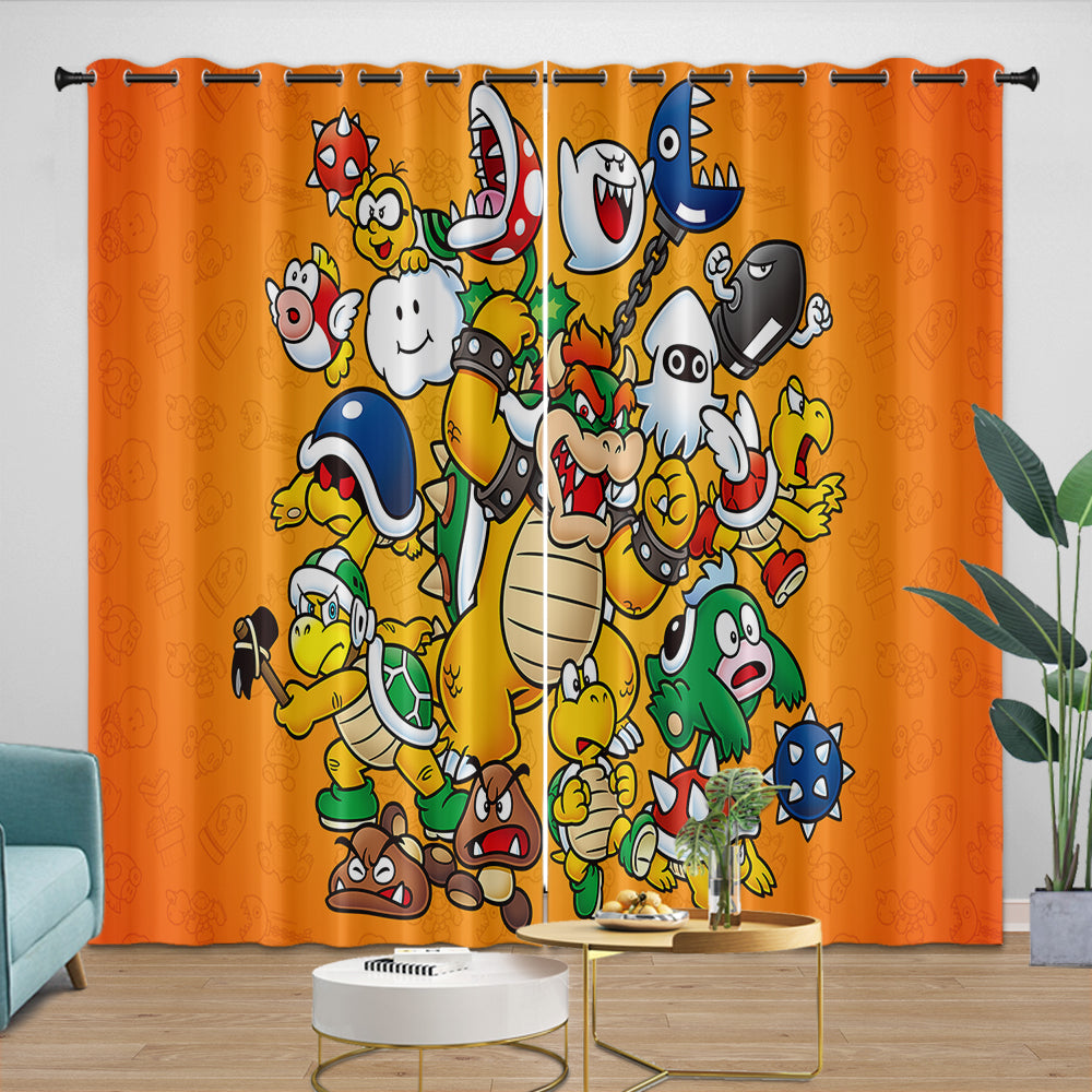 Super Mario Pattern Curtains Blackout Kids Room Window Drapes