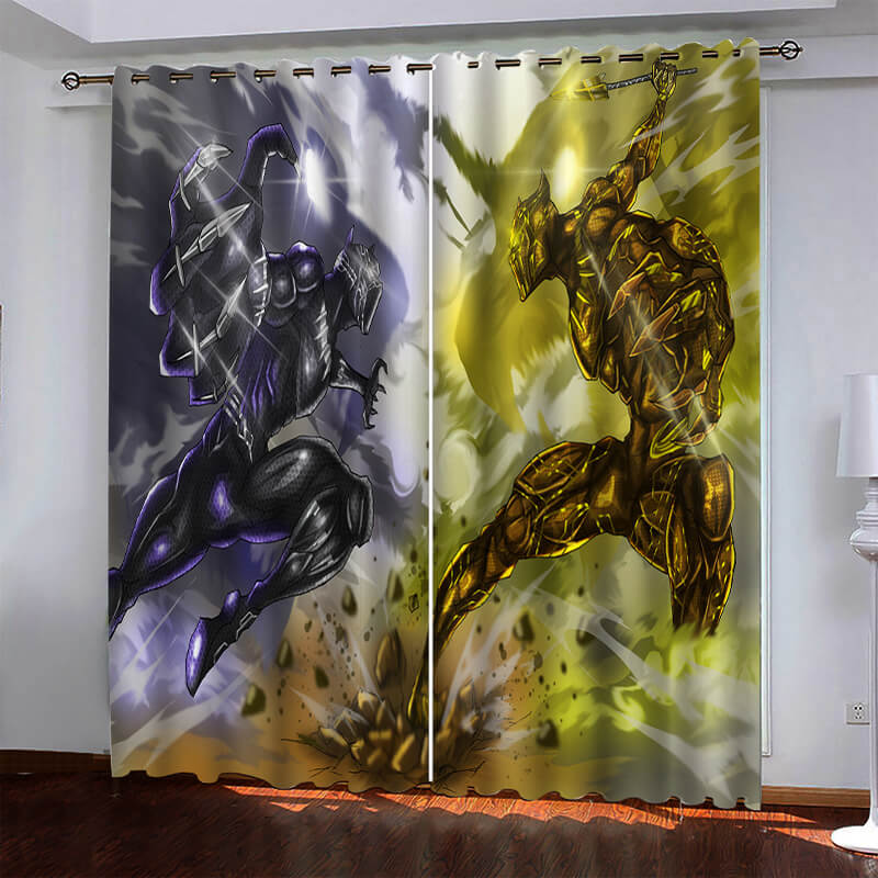 Superhero Black Panther Curtains Blackout Window Drapes