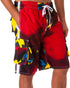 Sakkas Mens Multi Color Wave Design Skate Surf Board Short / Swim Trunks