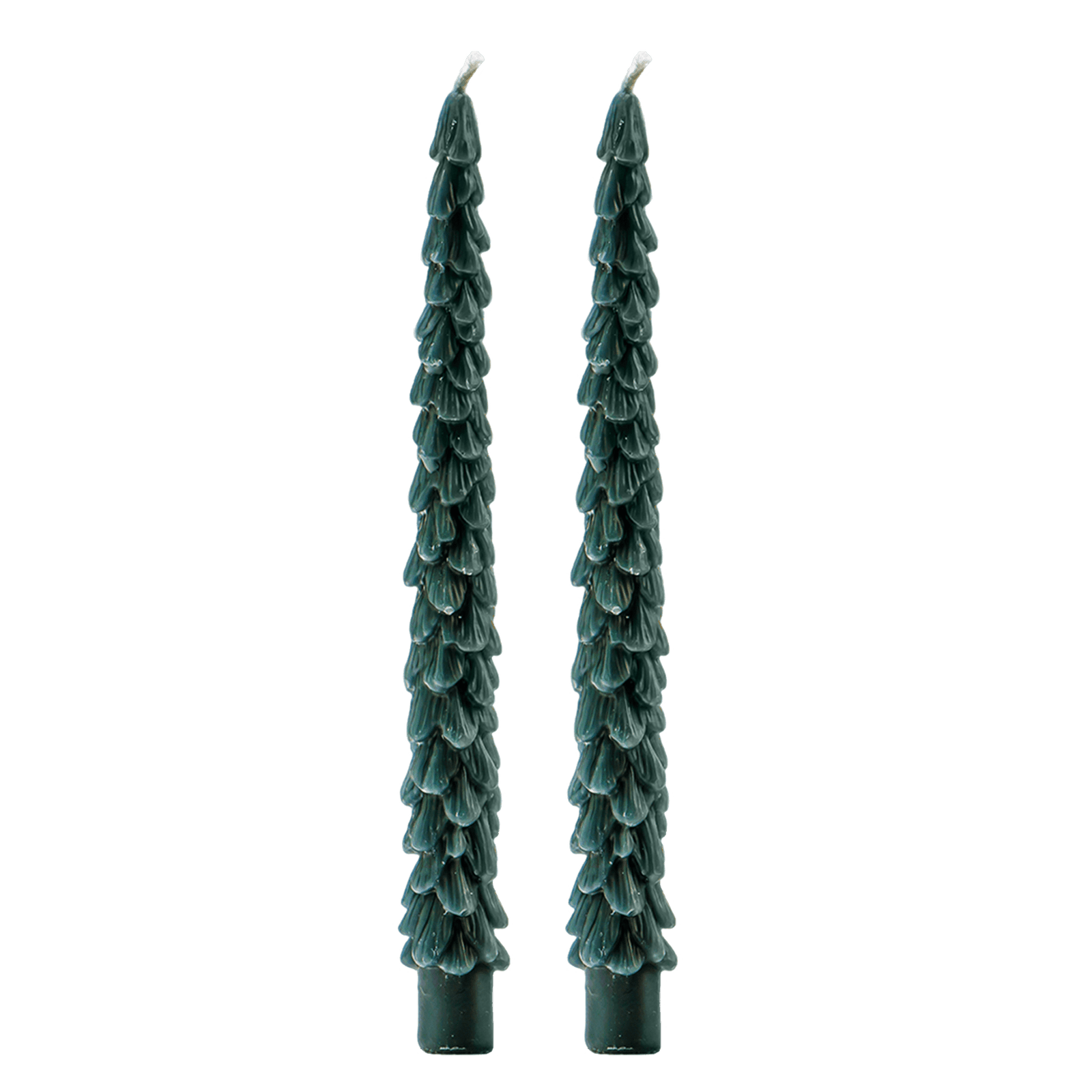 Green Tree Taper Candles - Set of 2