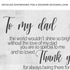 To My Dad Thank You Happy Father's Day Sign