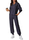 Aleumdr Sweatsuits Womens 2 Piece Outfits Sweat Set Tracksuits Zip Up Oversized Sweatshirt with Jogger Sweatpants Matching Lounge Set 2024 Fall Comfy Athletic Clothes Travel Outfit Blue Large